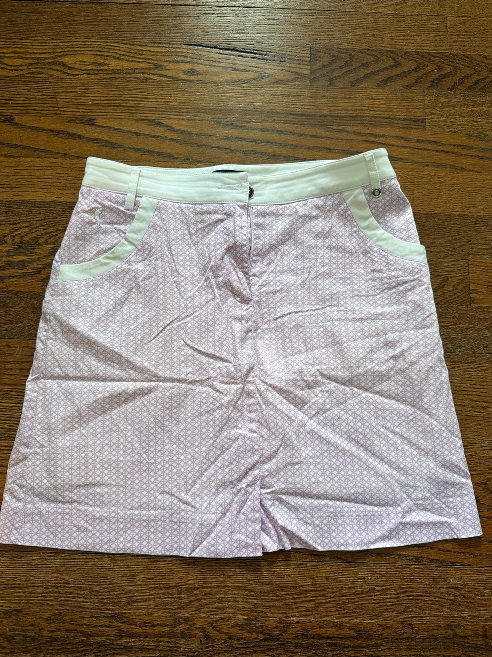 Golfino Light Pink Patterned Golf Skort with White Trim
